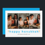 Elegant Minimalist Happy Hanukkah Family 3 Photo Holiday Card<br><div class="desc">Elegant Minimalist Happy Hanukkah Family 3 Photo</div>