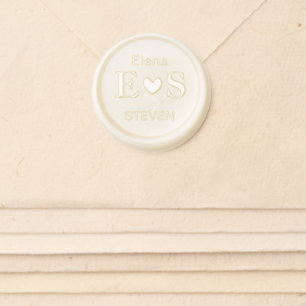 Elegant Minimalist Heart Monogram Wedding Wax Seal Sticker