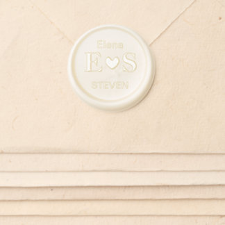 Elegant Minimalist Heart Monogram Wedding Wax Seal Sticker