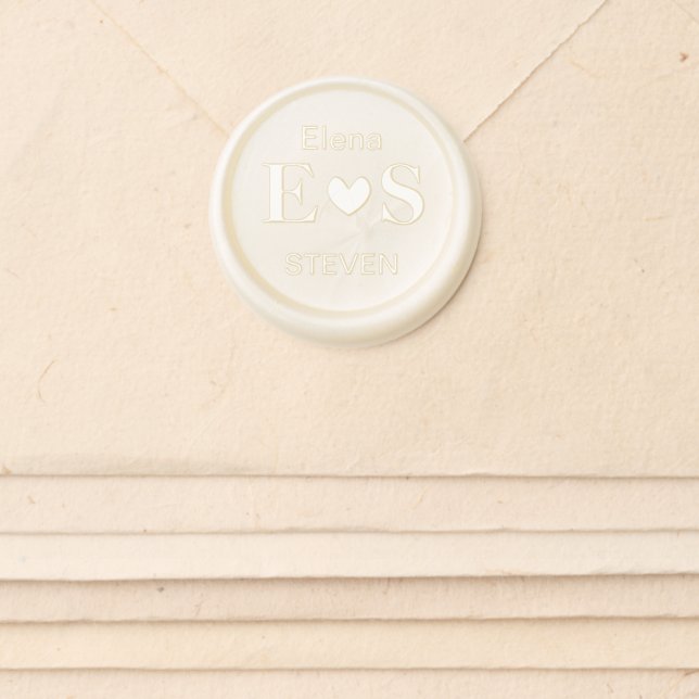 Elegant Minimalist Heart Monogram Wedding Wax Seal Sticker (Front)