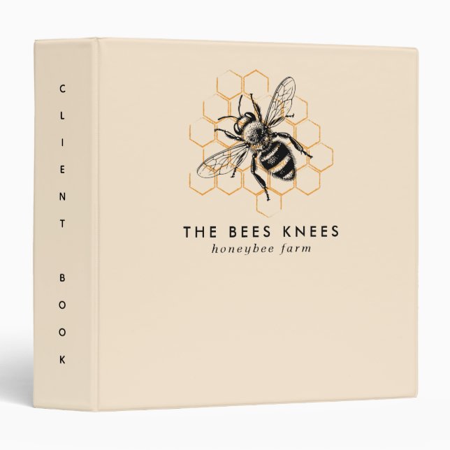 Elegant & Minimalist Honey Beekeeper 3 Ring Binder (Front/Spine)