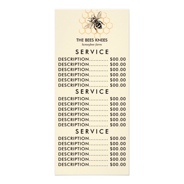 Elegant & Minimalist Honey Beekeeper Rack Card (Front)