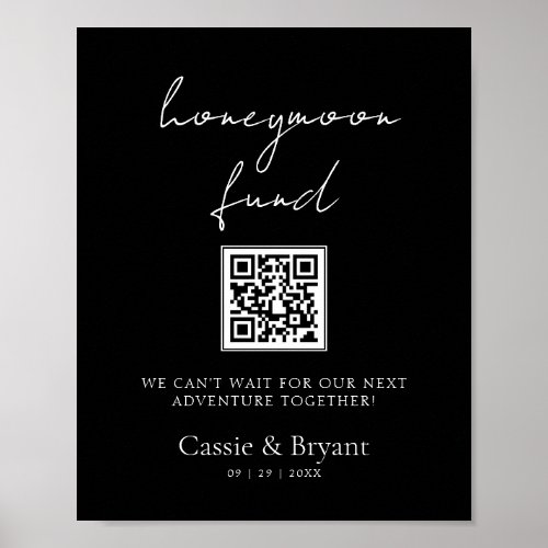 Elegant Minimalist Honeymoon Fund Wedding Sign