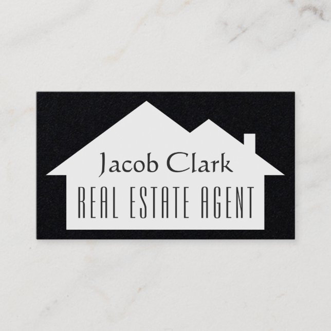 Elegant minimalist house shape black business card (Front)