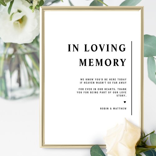 Elegant Minimalist In Loving Memory Wedding Sign