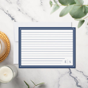 Elegant Minimalist Initials Monogram Ruled Index Note Card