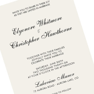 Elegant Minimalist Ivory Calligraphy Wedding Invitation