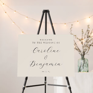 Elegant Minimalist Ivory Calligraphy Wedding Sign
