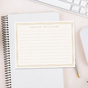 Elegant Minimalist Ivory Gold Ruled Note Card