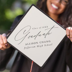 Elegant Minimalist Ivory Graduation Cap Topper