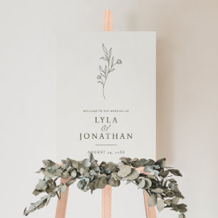 Elegant Minimalist Ivory & Olive Wedding Welcome Foam Board