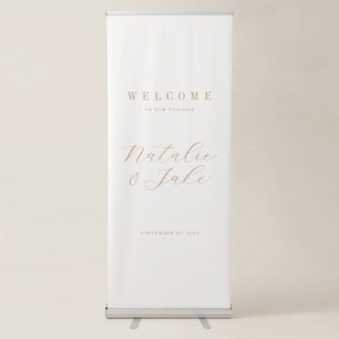 Elegant Minimalist Ivory Tan Wedding Welcome Retractable Banner