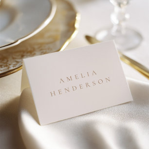 Elegant Minimalist Ivory Taupe Wedding Place Card