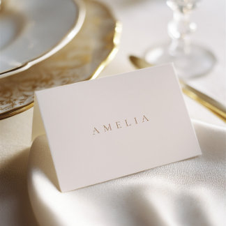 Elegant Minimalist Ivory Taupe Wedding Place Card