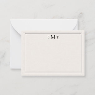Elegant Minimalist Ivory Three Letter Monogram Note Card