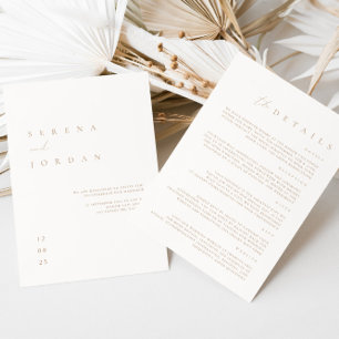 Elegant Minimalist Ivory Wedding Details on Back Invitation