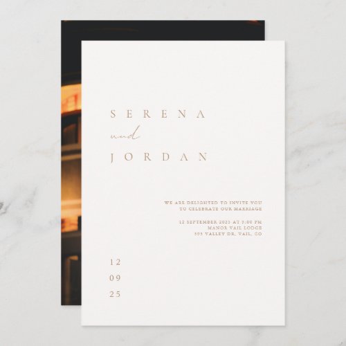 Elegant Minimalist Ivory Wedding Photo Invitation