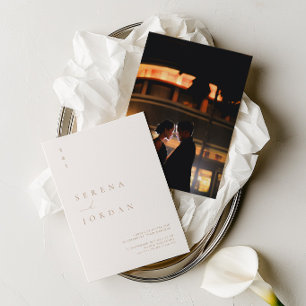 Elegant Minimalist Ivory Wedding Photo Invitation