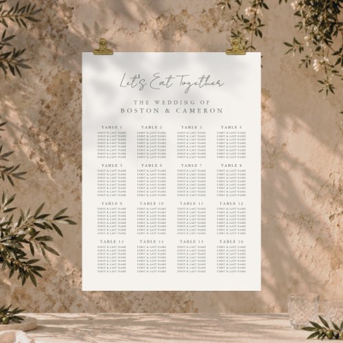 Elegant Minimalist Ivory Wedding Seating Chart