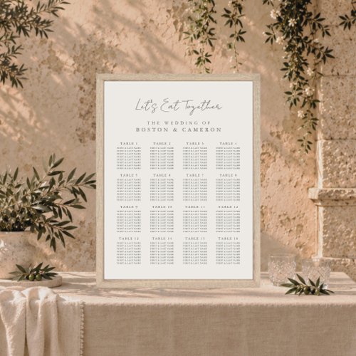Elegant Minimalist Ivory Wedding Seating Chart