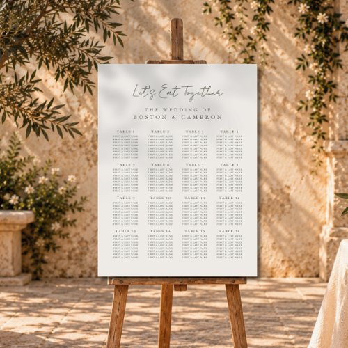 Elegant Minimalist Ivory Wedding Seating Chart Foam Board