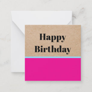 Elegant Minimalist Kraft Paper Happy Birthday Note Card