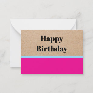 Elegant Minimalist Kraft Paper Happy Birthday Note Card