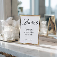 Elegant Minimalist Ladies Bathroom Basket Sign