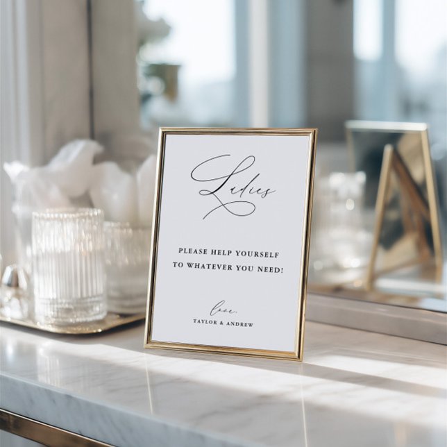 Elegant Minimalist Ladies Bathroom Basket Sign Invitation (Elegant Minimalist Ladies Bathroom Basket Sign)