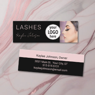 Elegant Minimalist Lash Artist Photo Logo Mini Business Card