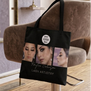 Elegant Minimalist Lash Artist Photos Logo Tote Bag