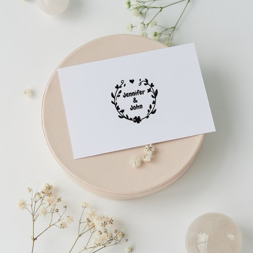 Elegant Minimalist Laurel Wedding Rubber Stamp