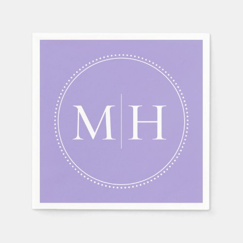 Elegant Minimalist Lavender Monogram Wedding Napkins