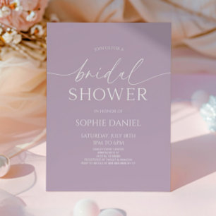 Elegant Minimalist Lavender Purple Bridal Shower Invitation