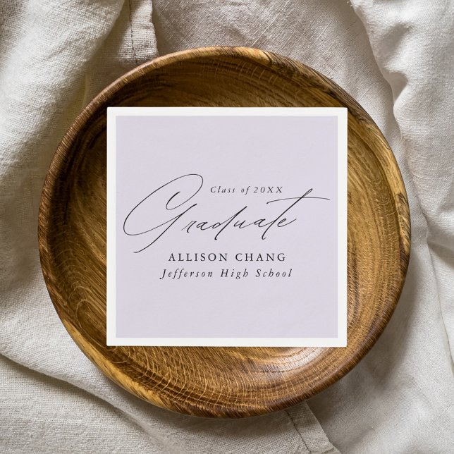 Elegant Minimalist Lavender Purple Graduation Napkins (Creator Uploaded)