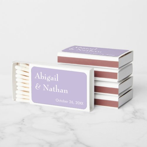 Elegant Minimalist Lavender Wedding Favor Matchboxes