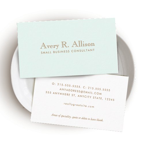 Elegant Minimalist Light Blue Professional Business Cards