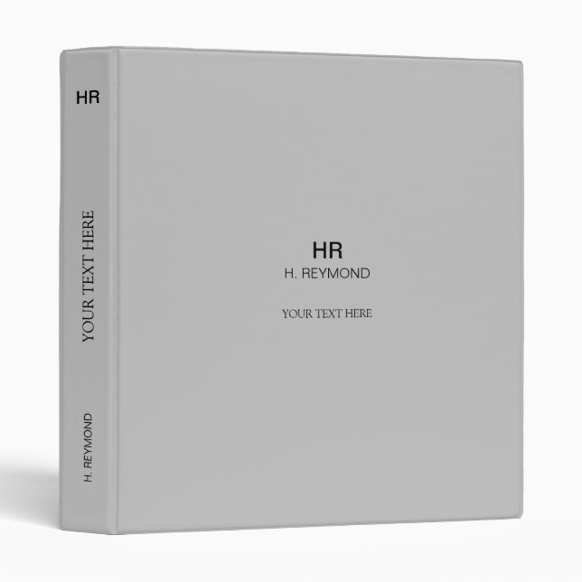 elegant minimalist light-gray 3 ring binder (Front/Spine)