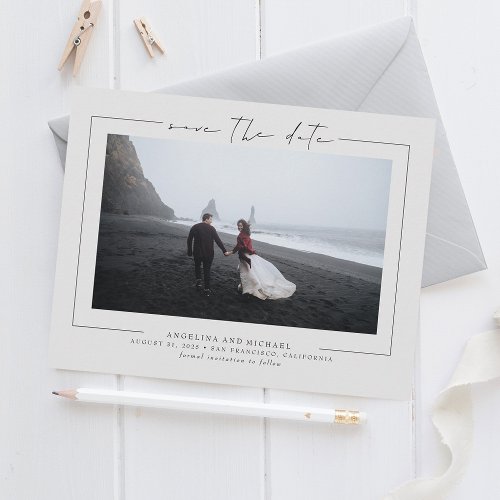 Elegant Minimalist Light Grey Save the Date Photo