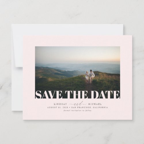 Elegant Minimalist Light Pink Save the Date Photo