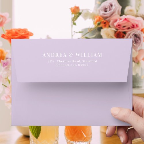 Elegant Minimalist Light Purple Lilac Wedding Envelope