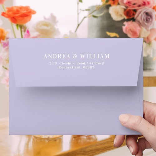 Elegant Minimalist Light Purple Wedding Envelope