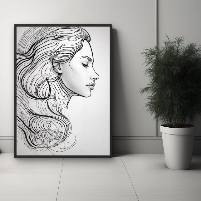 Elegant Minimalist Line Art Portrait  Poster (Creator Uploaded)