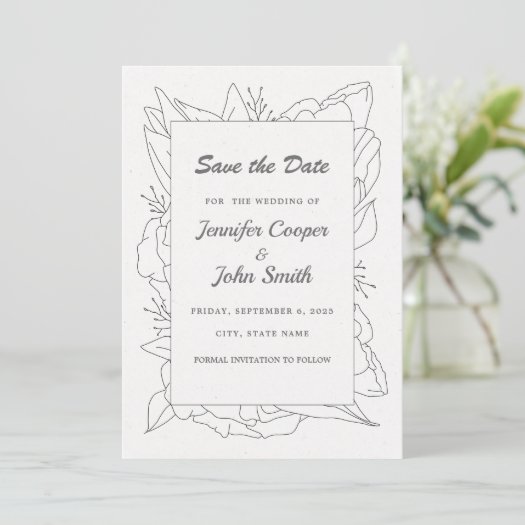 Elegant Minimalist Line Art Wedding Save the Date 