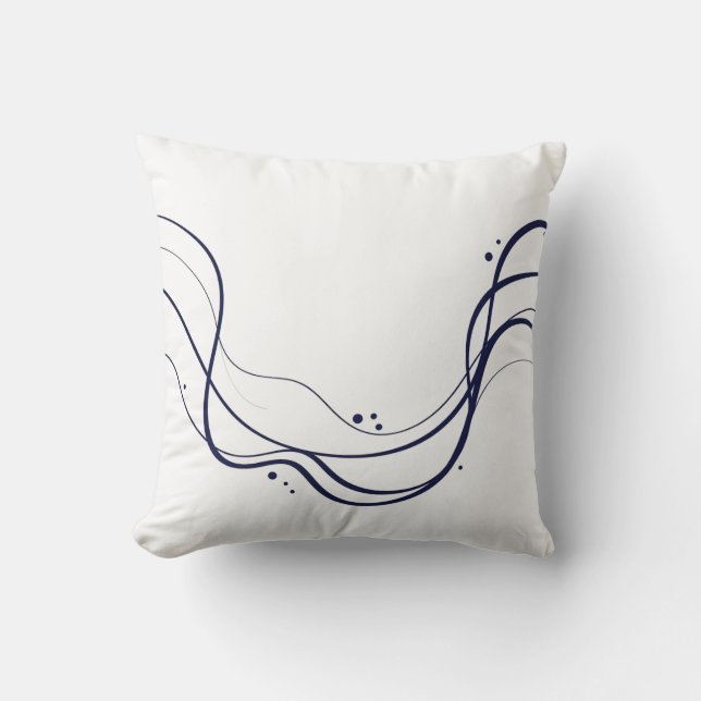 Elegant Minimalist Line Wave Art Throw Pillow (Front)