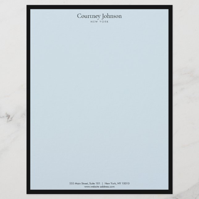 Elegant Minimalist Luxury Boutique Black/Blue Letterhead (Front)