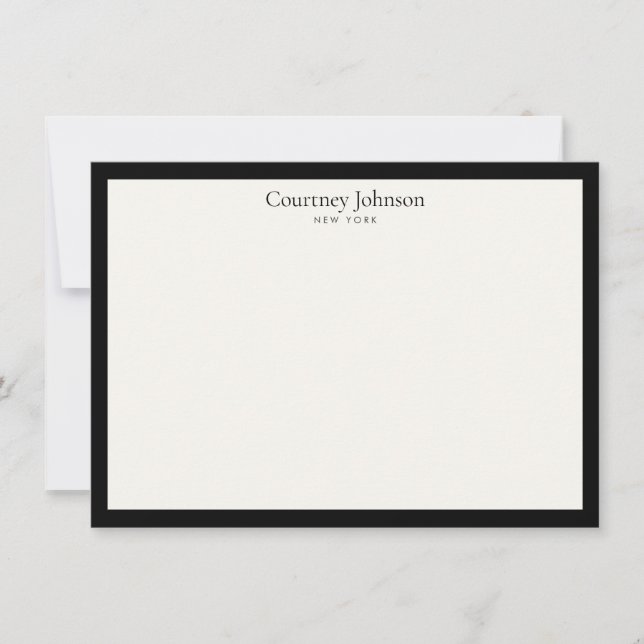 Elegant Minimalist Luxury Boutique Black/Ivory Note Card (Front)