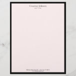 Elegant Minimalist Luxury Boutique Black/Pink Letterhead<br><div class="desc">An elegant and refined design elevates your name or business name through minimal and modern styling. The thin black border is grounded on a pastel pink background to give a luxury feel to this classic letterhead design template. © 1201AM Design Studio | www.1201am.com</div>