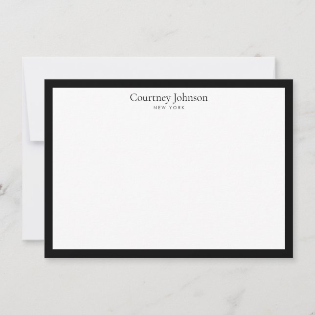 Elegant Minimalist Luxury Boutique Black/White Note Card (Front)