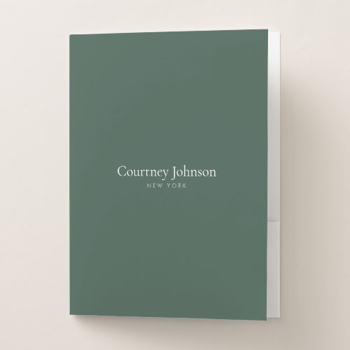 Elegant Minimalist Luxury Boutique Forest Green Pocket Folder